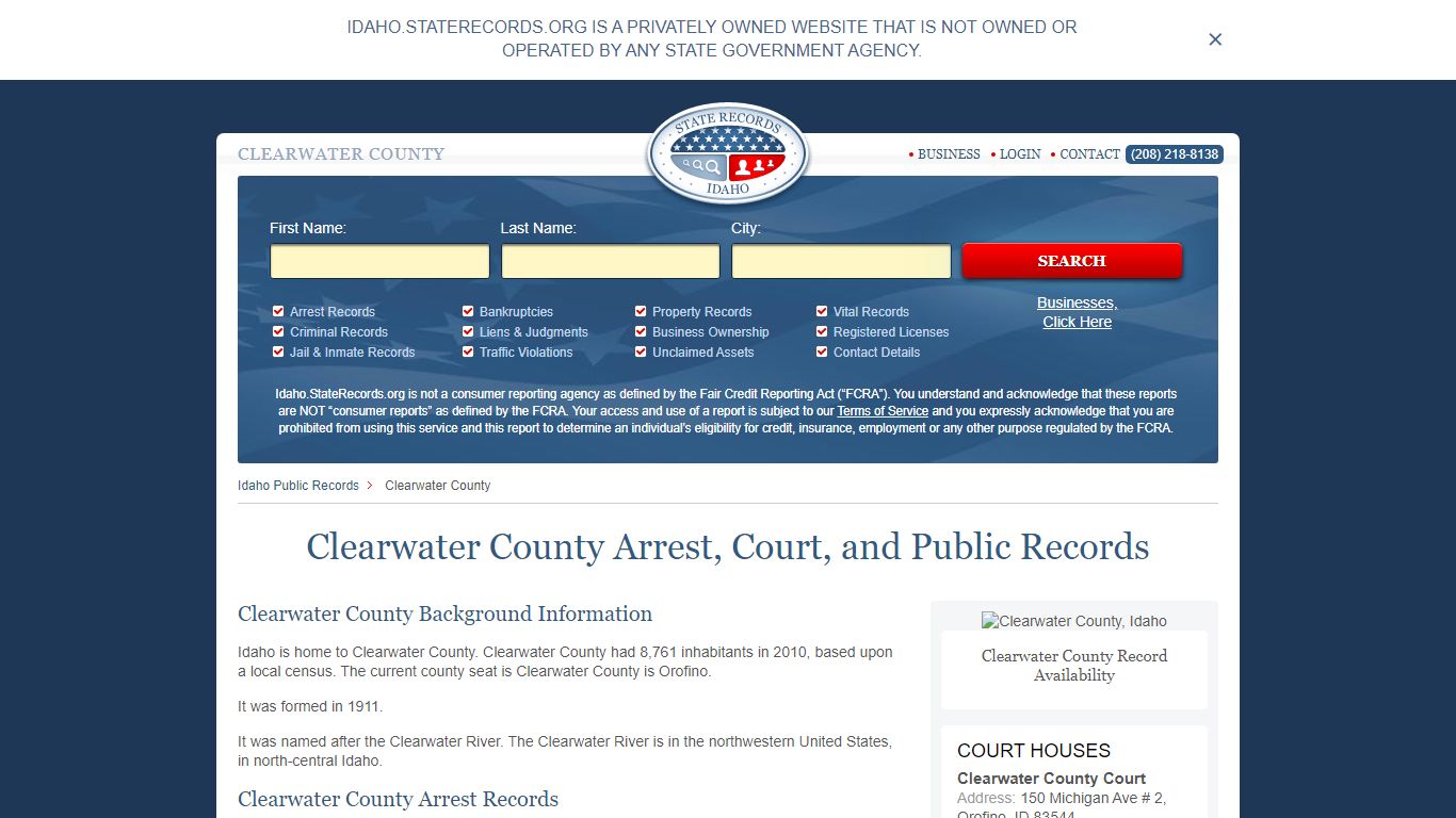 Clearwater County Arrest, Court, and Public Records