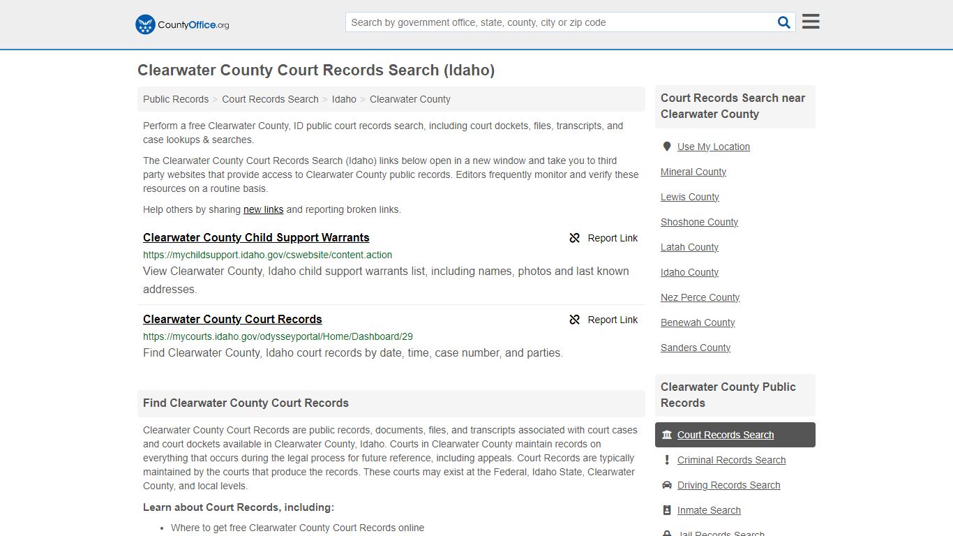 Clearwater County Court Records Search (Idaho) - County Office
